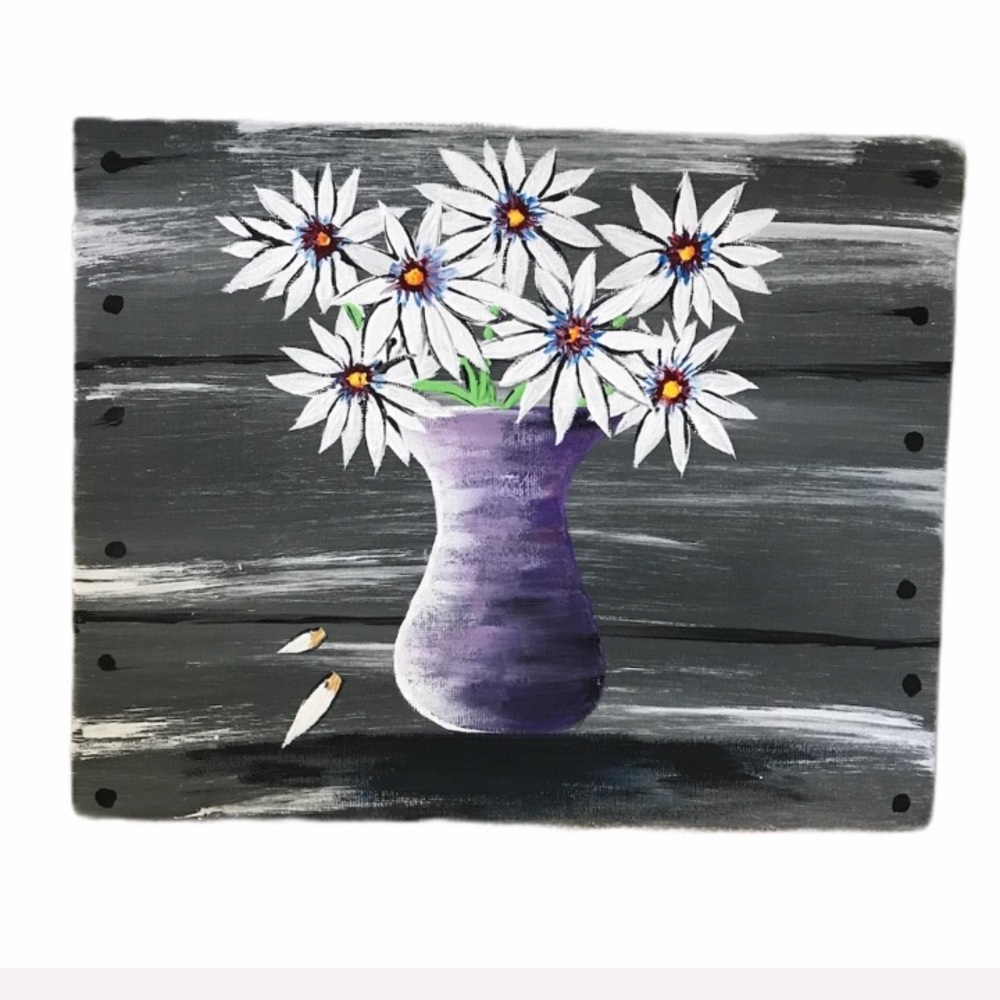 Flower purple Vase acrylic painting